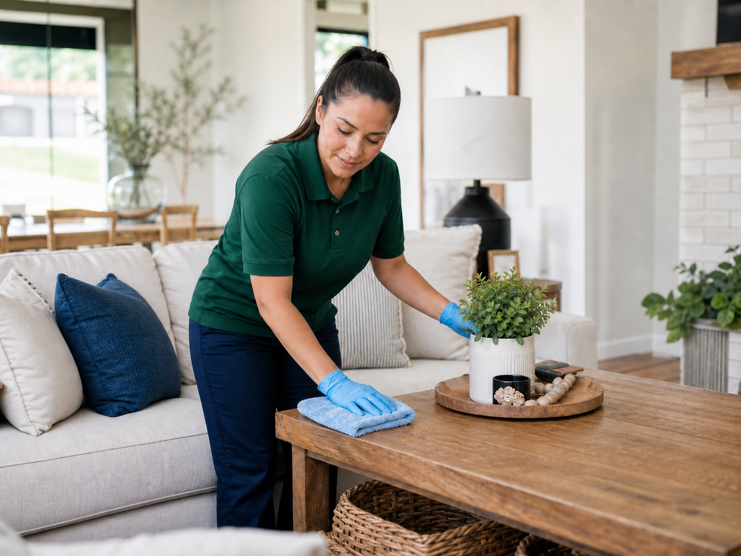 Professional residential cleaner providing standard house cleaning